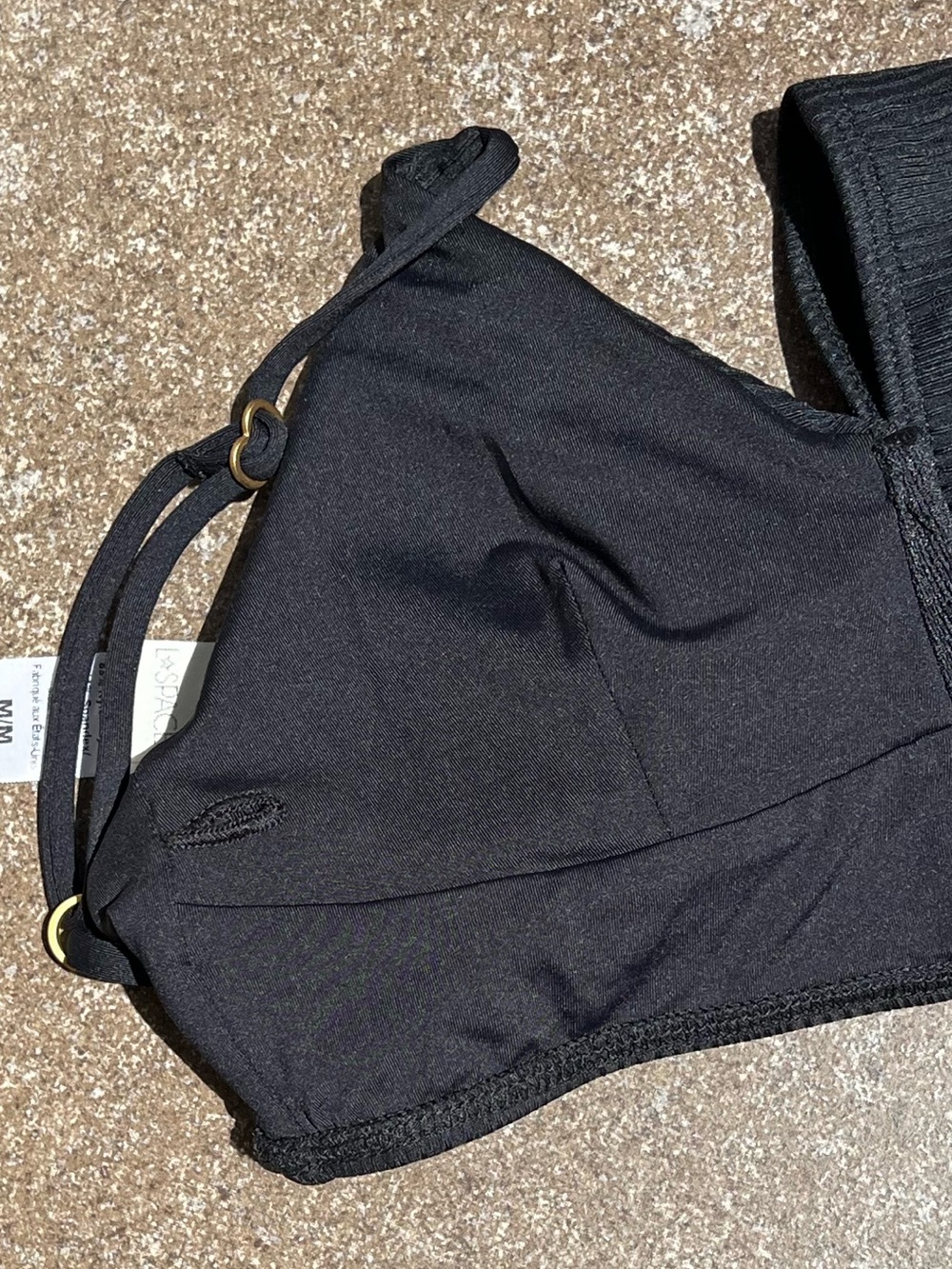 🌻EUC L*Space Siren Ribbed Bikini Top Black Strappy Swim Bralette Top Size M - Picture 5 of 6